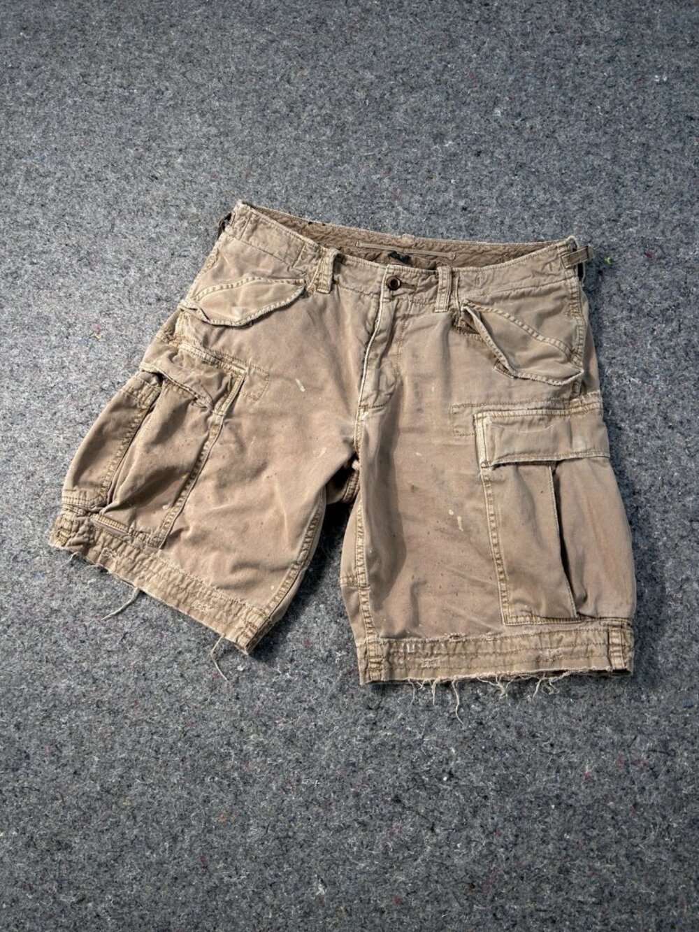 VINTAGE Polo Ralph Lauren Shorts Mens 33 Brown Cargo Tactical Work Distress Y2K